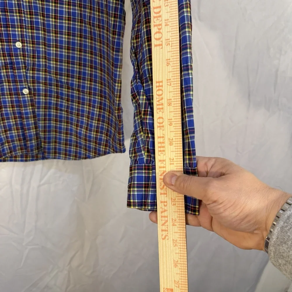Ralph Lauren Boys Plaid Red Pony Long Sleeve Button‎ Up Blue Check Stripes XL